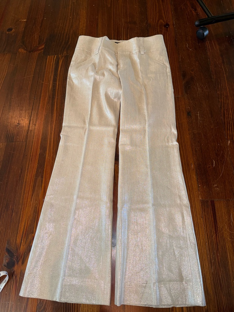 Women’s Metallic Champagne Wide-Leg Pants